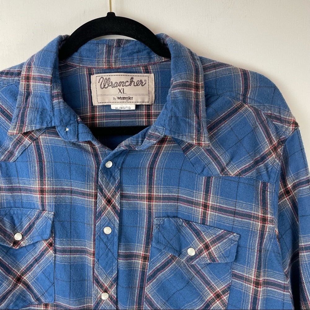 Wrancher By Wrangler Sz Xl Mens Blue Flannel Jack… - image 4